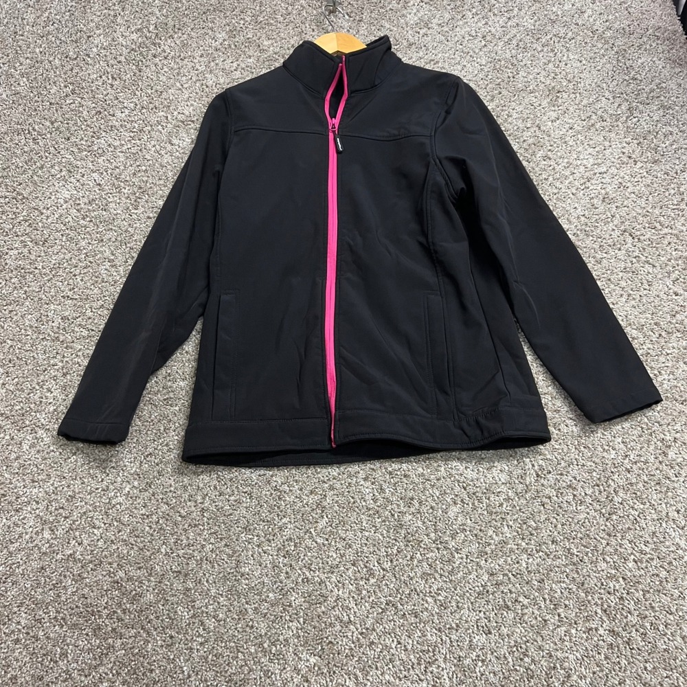 RefrigiWear Womens Softshell Jacket Black Pink Full Zip Fleece Lined Small